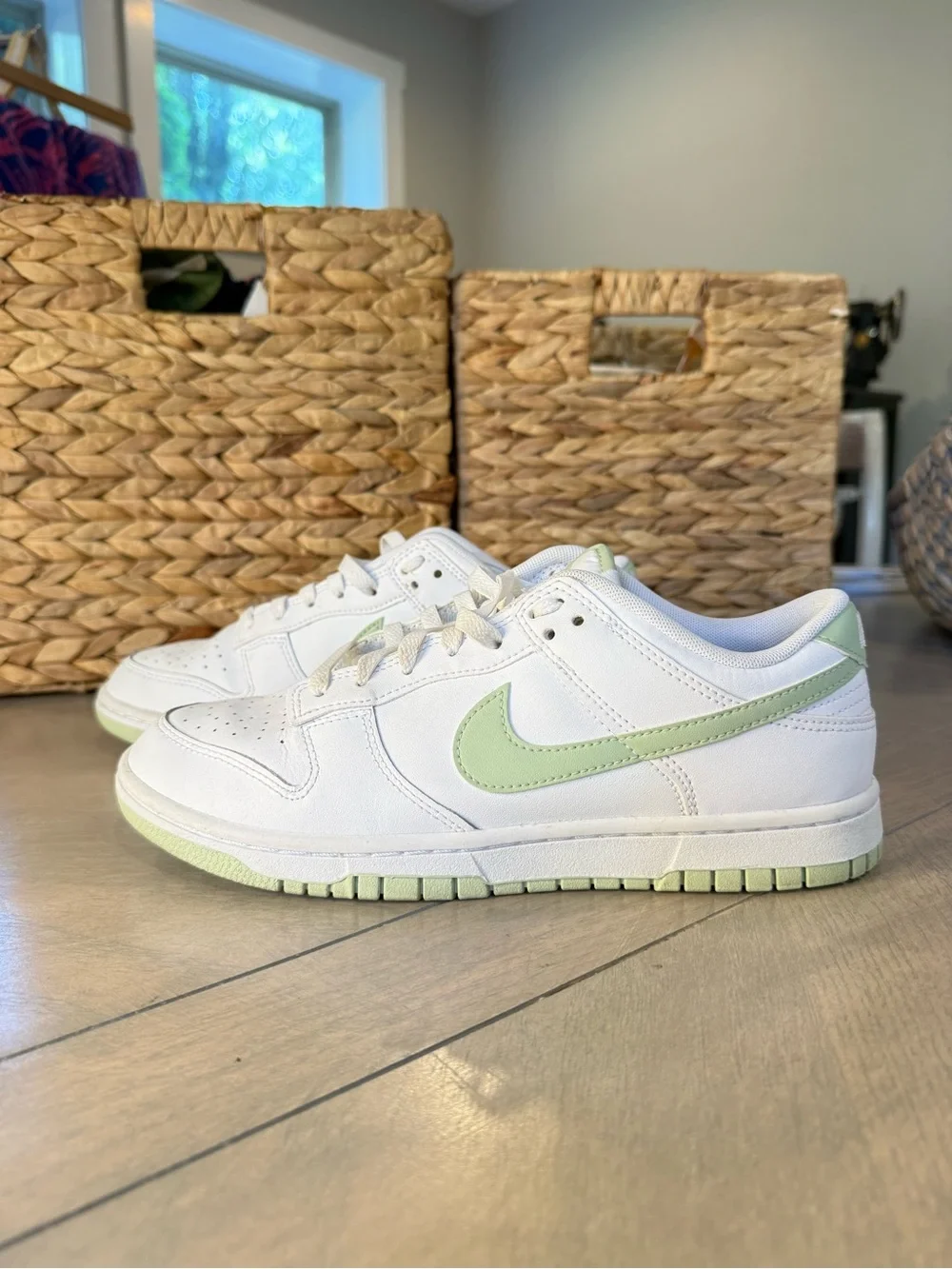 Nike Dunk Low White with Mint Green Swoosh